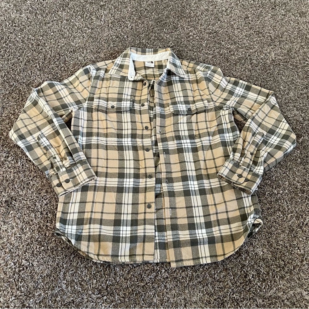 The North Face Long‎ Sleeve Plaid Flannel Button Down Shirt Men’s Size M Heavy